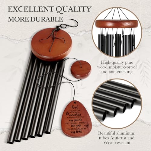 Image of SteadStyle Memorial Gifts for Loss of Dad, 25.5 inch Memorial Wind Chimes | Sympathy Bereavement Gifts for Loss of Father, In Memory of Dad, Memorial Wind Chimes for Outside, Home Decor Garden Patio