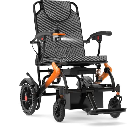 Image of Lightweight Electric Wheelchair for Adults, Orange,15 MI