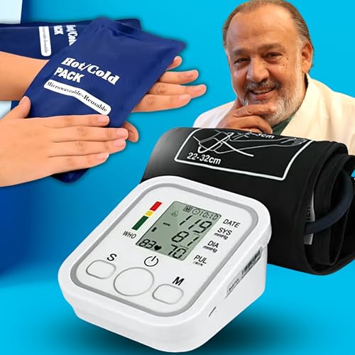 Image of Aika AK-555 Blood Pressure Monitor with Adjustable Comfort Cuff & Memory + Multipurpose Cold Gel Pack for Pain Relief - Ideal Health Combo Pack (6 Month Warranty)
