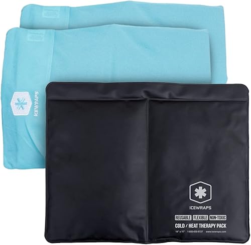 ICEWRAPS Bolsa de hielo reutilizable con cubierta de tela suave y cubierta de bolsa de hielo para 10 x 14 pulgadas, paquete de hielo de arcilla para