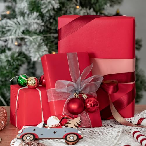 Image of RUSPEPA Red Matte Wrapping Paper - Solid Color Pearly - lustre Paper Perfect for Wedding, Birthday, Christmas, Baby Shower -17 Inches X 32.8 Feet