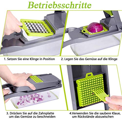 Coupe légumes multifonction vert avec 7 couteaux en acier inoxydable - 5