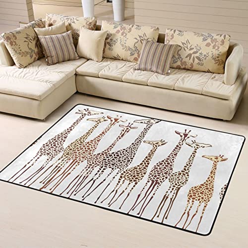 Cute Wild Cartoon Giraffes Printed Area Rugs For Living Room Carpet Large Floor Rug Floor Mat For Bedroom Home Dining Room Playroom 63 X 48 Inch #TOP1