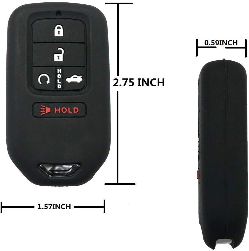 Key Fob Cover 2Pcs KOSMIQ Silicone Smart Car Key Case Protector for 2018 2017 2016 2015 Honda Accord Civic CR-V CRV Pilot EX-L(Red Pink)