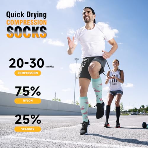 Image of bropite Compression Socks for Women &Men Circulation-Support Knee High Socks 20-30 mmhg-Best for Running,Medical,Nurse,Travel