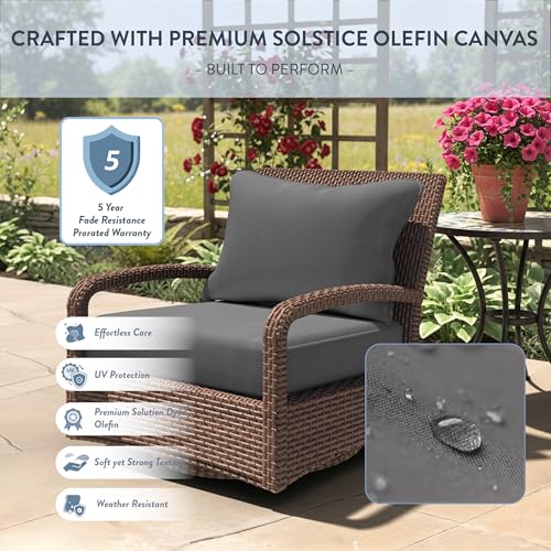 California Umbrella Outdoor Deep Seat Cushion, 24 x 48 Inch, Premium Outdoor Memory Foam, Fade Resistant Solstice Olefin Fabric, Fabric Ties, Charcoal by California Umbrella - Used condition - Image 4