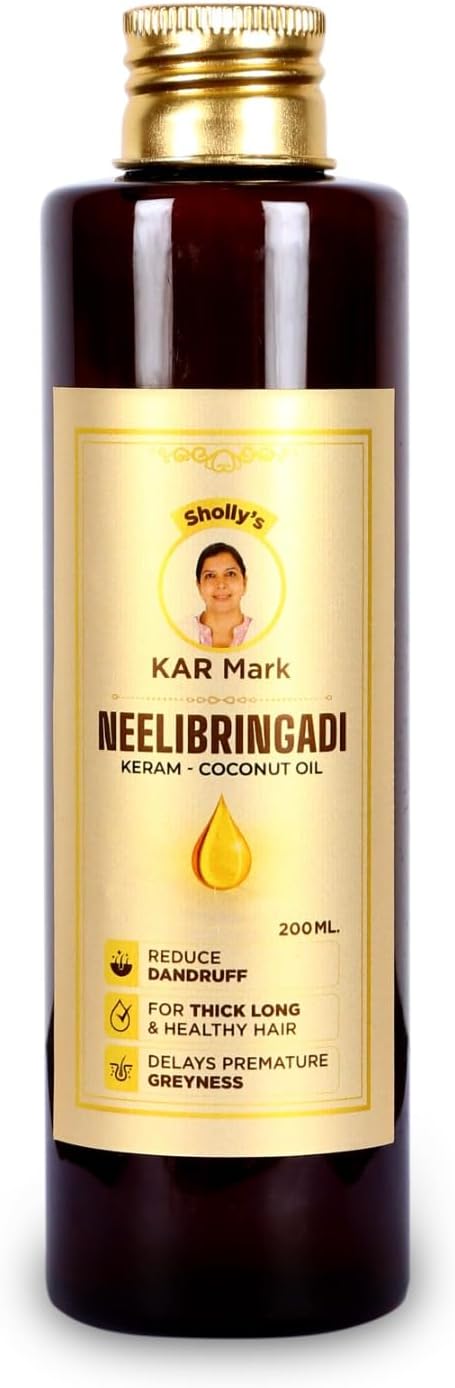 Sholly's KAR Mark Neelibringadi Keram | Daily Hair Oil With Bringaraj, Neeli, Karnasphota And Amla | Coconut Oil Base | 200 Ml