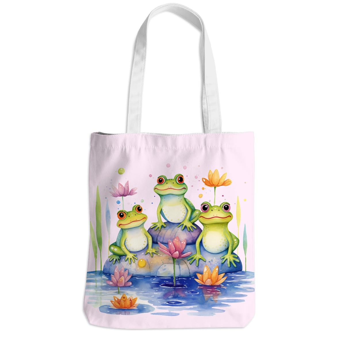 Henhesaha Frog Decor Canvas Tote Bag for Women - Cute Beach & Christmas Gifts - Reusable Grocery Bags