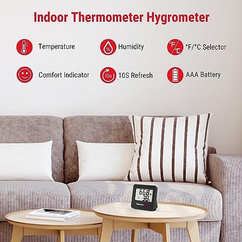 ThermoPro TP157 Hygrometer Indoor Thermometer for Home, Room Thermometer Humidity Meter with Accurate Temperature Humidity Sensor for Greenhouse Baby Room Office-1 Pack - 1