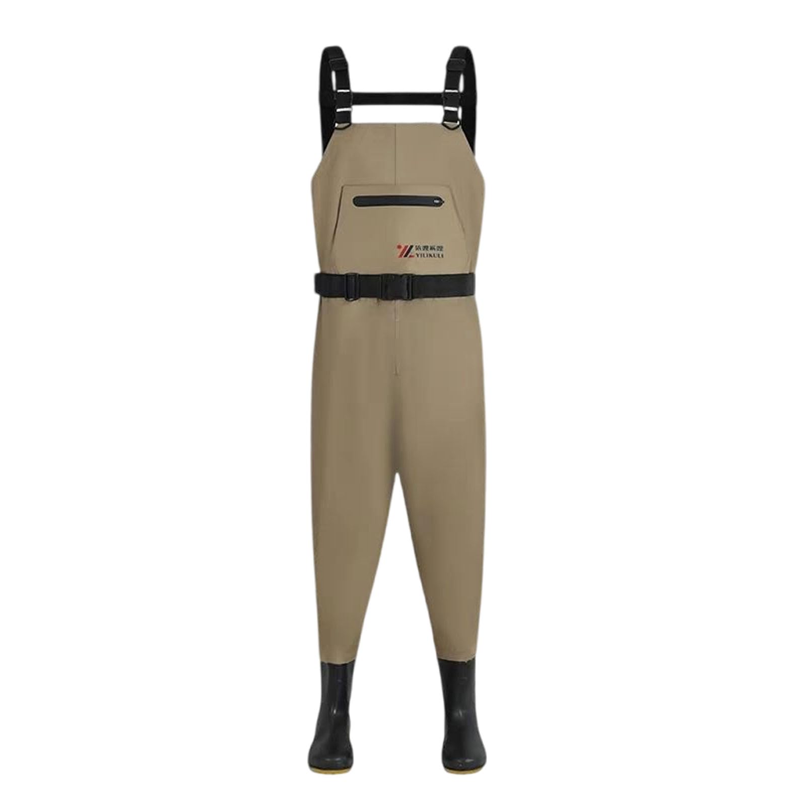 Wathose Herren Anglerhose mit Stiefel Gr 37-46 wasserdichte Atmungsaktive Watthosen Teich Fischer Watstiefel Hose mit Brusttaschen,Verstellbarer Riemen,für Angeln,Bauernhöfe,Bauarbeiten