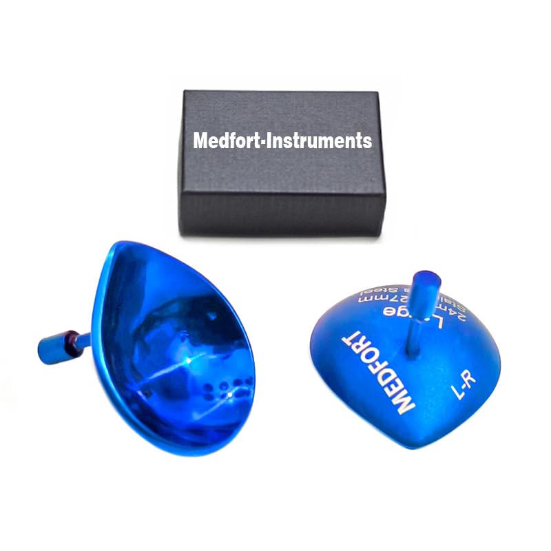 Corneal Eye Shield Protector, Stainless Steel, 24mm x 27mm Large, Blue, Set of 2, Model II