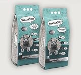 Katzenstreu Klumpend Aktivkohle (20L (2er Pack)), Premium Qualität, Weiss, fein Körnig, ergiebiger als herkömmliches Streu