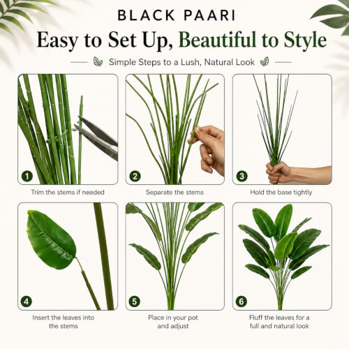 Image of Artificial Banana Plant with 12 Leaves | Realistic Faux Tropical Green Plant for Home Decor, Living Room, Office, Bedroom & Balcony (Without Pot)