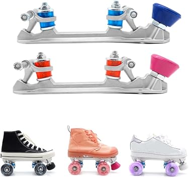 Lightweight Aluminum Quad Roller Skate Plates Kit, Wear- Toe Stop and Steel Kingpin Skate Repair or DIY Shoe Mod, 1 Pair