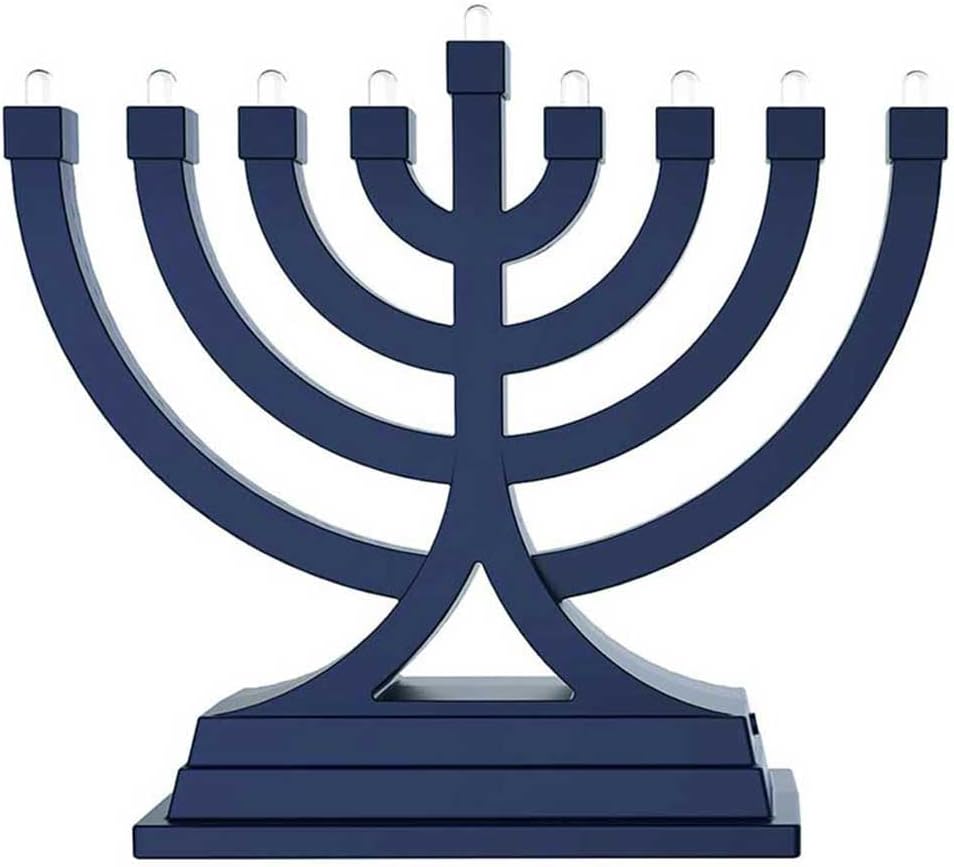 Zion Judaica Mini Electronic Menorah Blue LED USB Powered Chanukkiah Push Button Multi Lighting Settings Hanukkah Battery Operated Minorah Small Menorahs for Car Chanukah Gift Decor Toy Minora 6 Pack