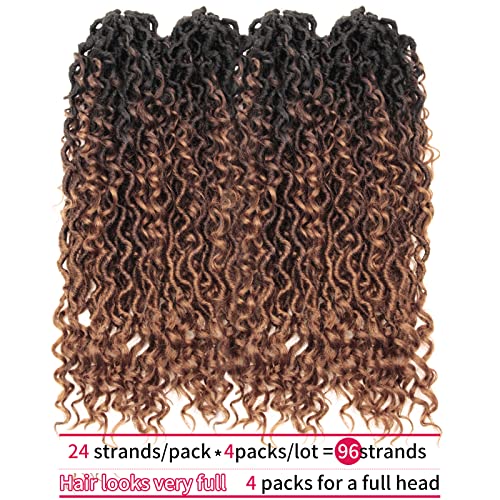Curly Faux Locs Crochet Hair Goddess Locs Crochet Hair 18Inch Pre Looped Synthetic Deep Curly Hairstyle Hippie Locs Crochet Braids Extensions 4Packs(1B/4/30,18Inch) #TOP3