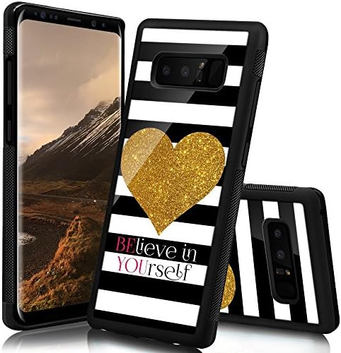 Ademen Samsung Galaxy Note 8 Case, Golden Heart Stripes Design Hard PC Soft Silicone Protective Durable Shockproof Case For Samsung Galaxy Note8