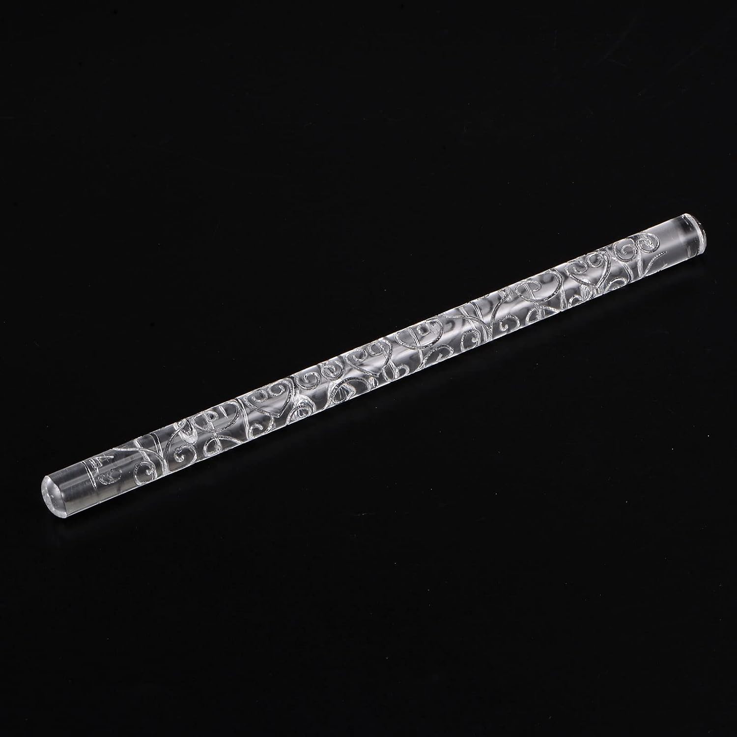HARFINGTON Acrylic Embossed Rolling Pin 6.3 Inch Baroque Stripe 3D Pattern Acrylic Non-Stick Roller Fondant Embossing Clay Rolling Pin Textured for Baking Cookie Pastry Clay Dough