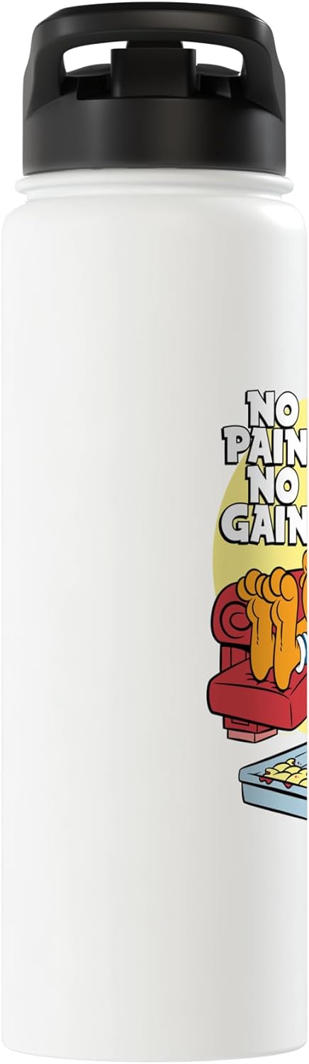 Garfield Classic No Pain No Gain Recliner Lasagna Stainless Steel Insulated Water Bottle