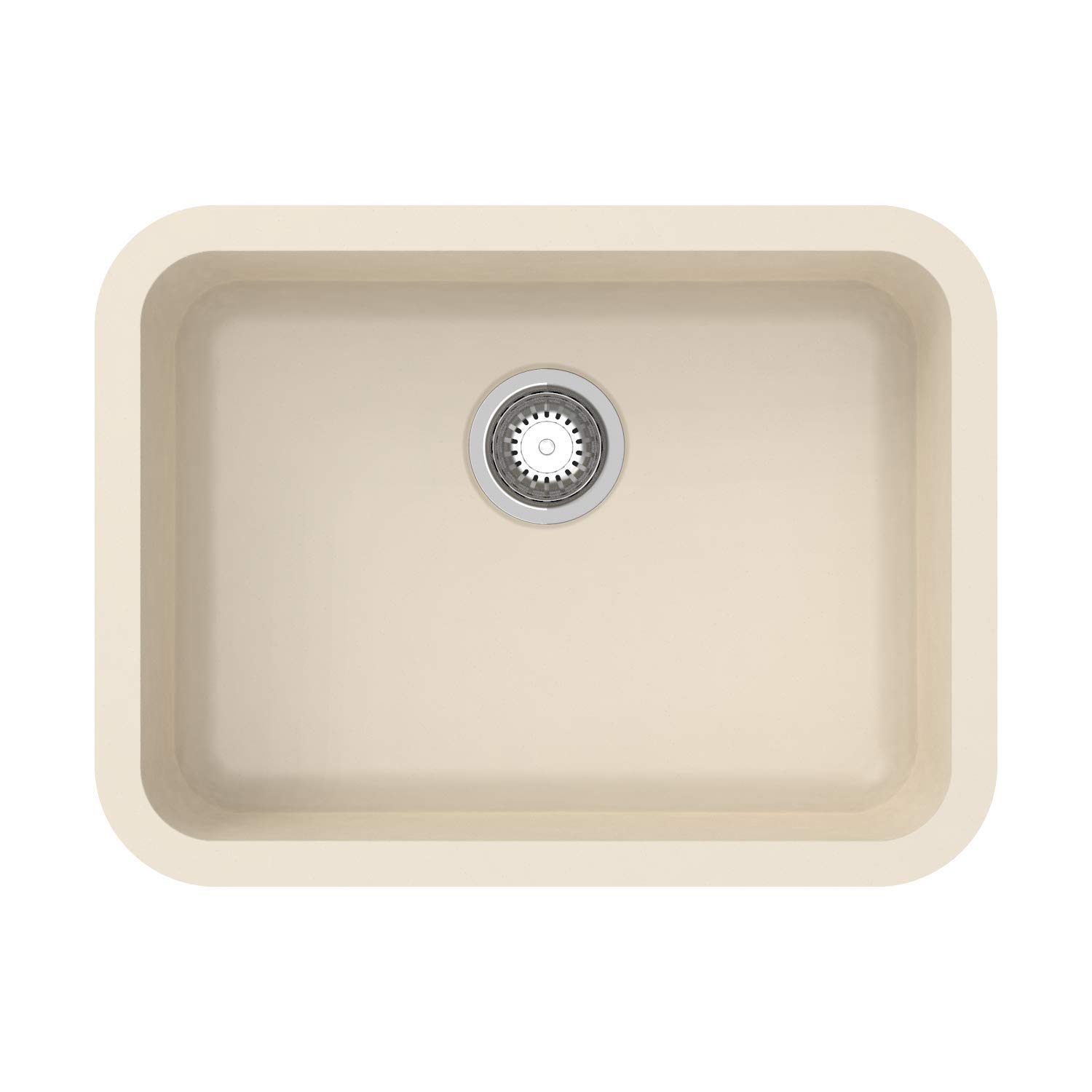 Carysil Quartz Q 320 Grande Single Bowl Kitchen Sink, Real Stone Finish, 304 Stainless Steel Coupling, Kitchen Sink with Sloping Drains, 24x18x8 inches, Cream