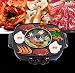 LONGSAND Wielofunkcyjny garnek do grillowania, elektryczny kąt pieczenia z domem fondue, Hot Pot & BBQ 2 w 1, z kontrolą temperatury i uchwytem zapobiegającym oparzeniu, dla 5-6 osób, nieprzywierająca 220 V, 1300 W