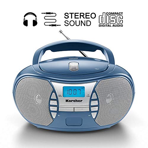 Karcher RR 5025-C tragbares CD Radio (CD-Player, Boomboxen, UKW Radio, Batterie/Netzbetrieb, AUX-In) blau - Image 3