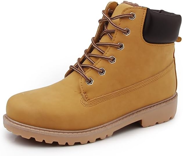 Women's Brown Waterproof Work Hiking Ankle Boots Non Slip Lightweight Outdoor Combat Boots for Trekking Walking Snow Winter