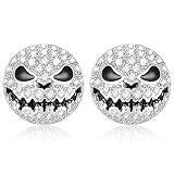 💀 Diseño de aretes de Halloween 💀 Diseño clásico de aretes de calavera, con incrustaciones de CZ brillante, el aceite que gotea negro agrega una textura oscura y hace que los aretes sean más misteriosos. La forma semicircular general es cómoda de usar y no es fácil de quitar.