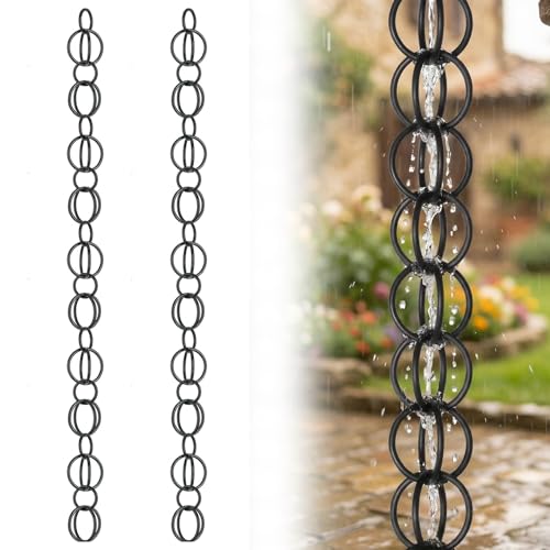 Adorno de jardín con cadena de lluvia, pieza colgante decorativa a prueba de óxido para el hogar, balcón y patio, 13 pies de longitud