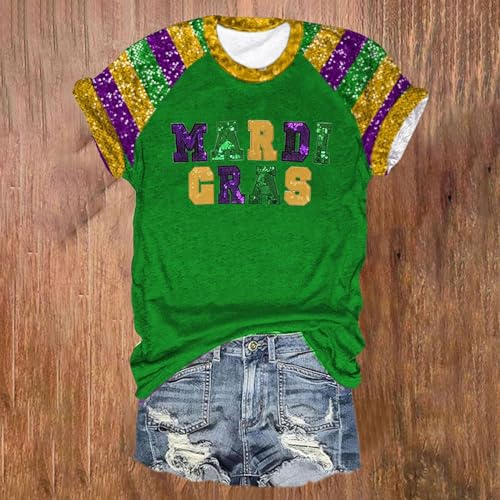 SHAOBGE Mardi Gras Outfit for Women Sexy Women's Round Neck Plunger Sleeve Mardi Spring Going Out Tops 20253