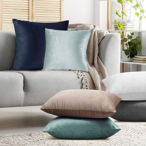 Nestl Throw Pillow Covers, Cozy Velvet Decorative Outdoor Pillow Covers 16 x 16 Inches, Soft Solid Cushion Covers for Sofa, Bed and Car, Set of 2 - Teal by Nestl - Used condition - Image 7
