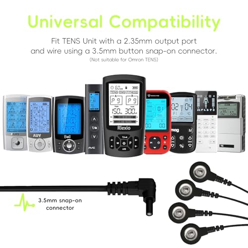 Image of 20 Pack TENS Unit Electrode Pads with Wire Cable Combination Set. Reusable Premium Hydrogel Self-Adhesive TENS Unit Replacement Pads, Compatible with Belifu, AVCOO, NURSAL, TENS 7000, AUVON, Neocarbon