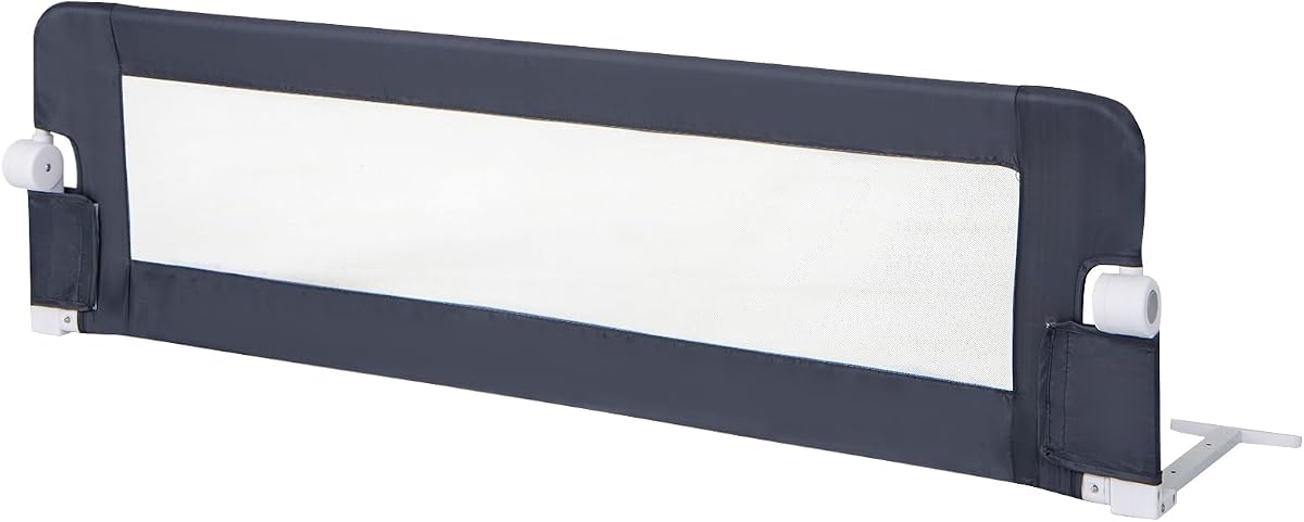 Bed Rail for Toddlers, 60-Inch Extra Long, Foldable Portable Swing Down Safety Bed Guard Rail, Toddler Bed Rails for Crib, King Queen Full Twin Size Bed Mattress (Gray)