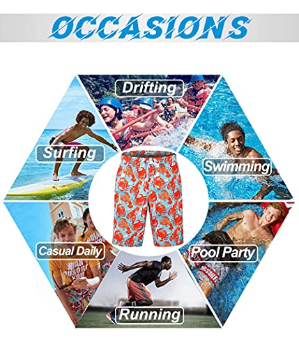 Aptro Men's Swim Trunks With Mesh Lining Quick Dry Bathing Suit 9" Big & Tall Swimsuit #Hw016 Crab 3X #TOP5