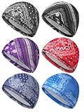 SATINIOR 6 Pcs Cooling Skull Cap Helmet Liner Sweat Wicking Cap Hard Hat Liner Bandana for Men Women Sports Cycling Running(Paisley Retro,M)