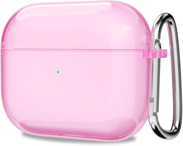 Svanove for Airpods 4 Case Clear Hard Plastic, Transparent Simple Cute Airpods 4th Generation Case with Keychain, Girly Y2k Aesthetic Trendy Airpods Cover Accessories for Women Girl, Pink - 1