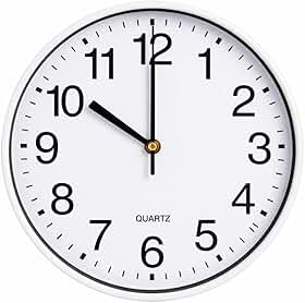Relógio de Parede Analógico 20cm Silencioso, Design Moderno Minimalista, Números Grandes de Fácil Leitura, Ideal para Sala, Cozinha, Escritório e Decoração de Ambientes Branco ou Preto