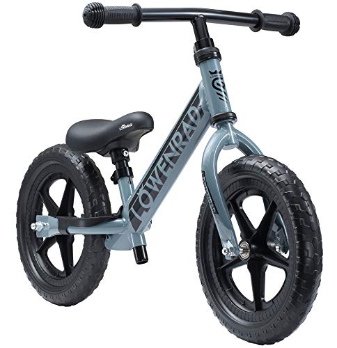 LÖWENRAD Bicicletta Senza Pedali 3 - 4 Anni, Bici 12" Pollici Leggera (3kg) per Bambino Bambina, Grigio