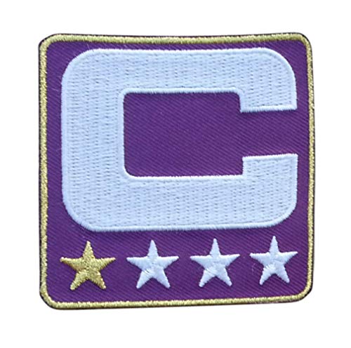 Purple w/ 1 Gold Star Captain C Patch Iron On for Football Jersey (Baltimore)