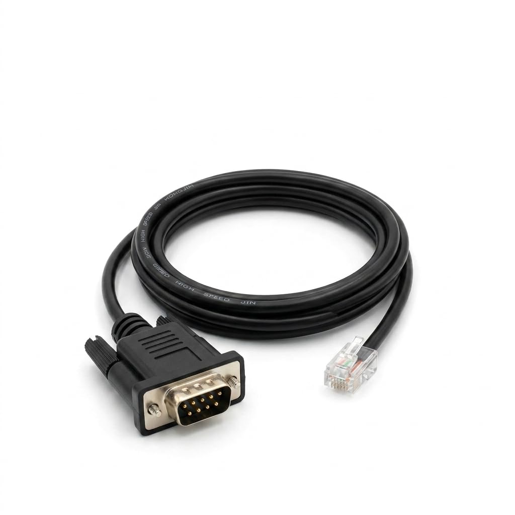 DB9 Male to RJ11/RJ45 Cable for Siemens S7-200 PLC & Delta Inverter, 1.8m Communication Line (DB9 Male to RJ11)