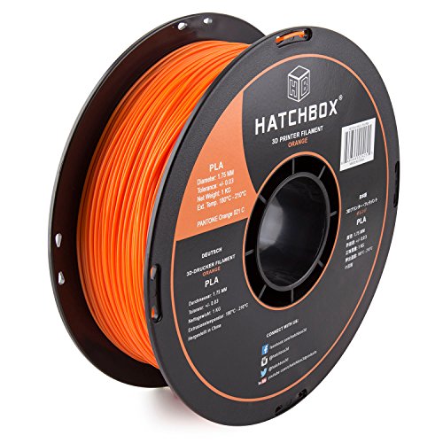 HATCHBOX PLA 3D Printer Filament, Dimensional Accuracy +/- 0.03 mm, 1 kg Spool, 1.75 mm, Orange