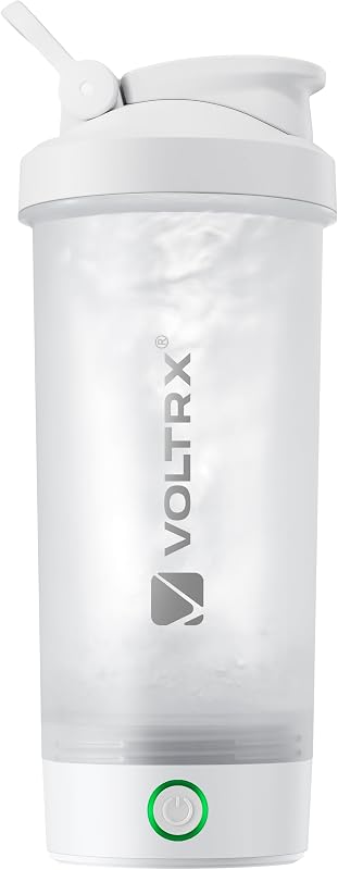 VOLTRX Titanus USB-C Elektromos Protein Shaker 710ml - Újratölthető Fehér Turmixgép Fehérjeitalokhoz, Szivárgásmentes BPA-mentes Keverőpalac