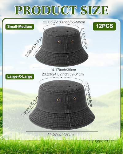 Image of Sureio Washed Cotton Bucket Hats Bulk for Women Men Wide Brim Summer Cap Unisex Beach Fishing Hat for Adult Outdoor, Plain