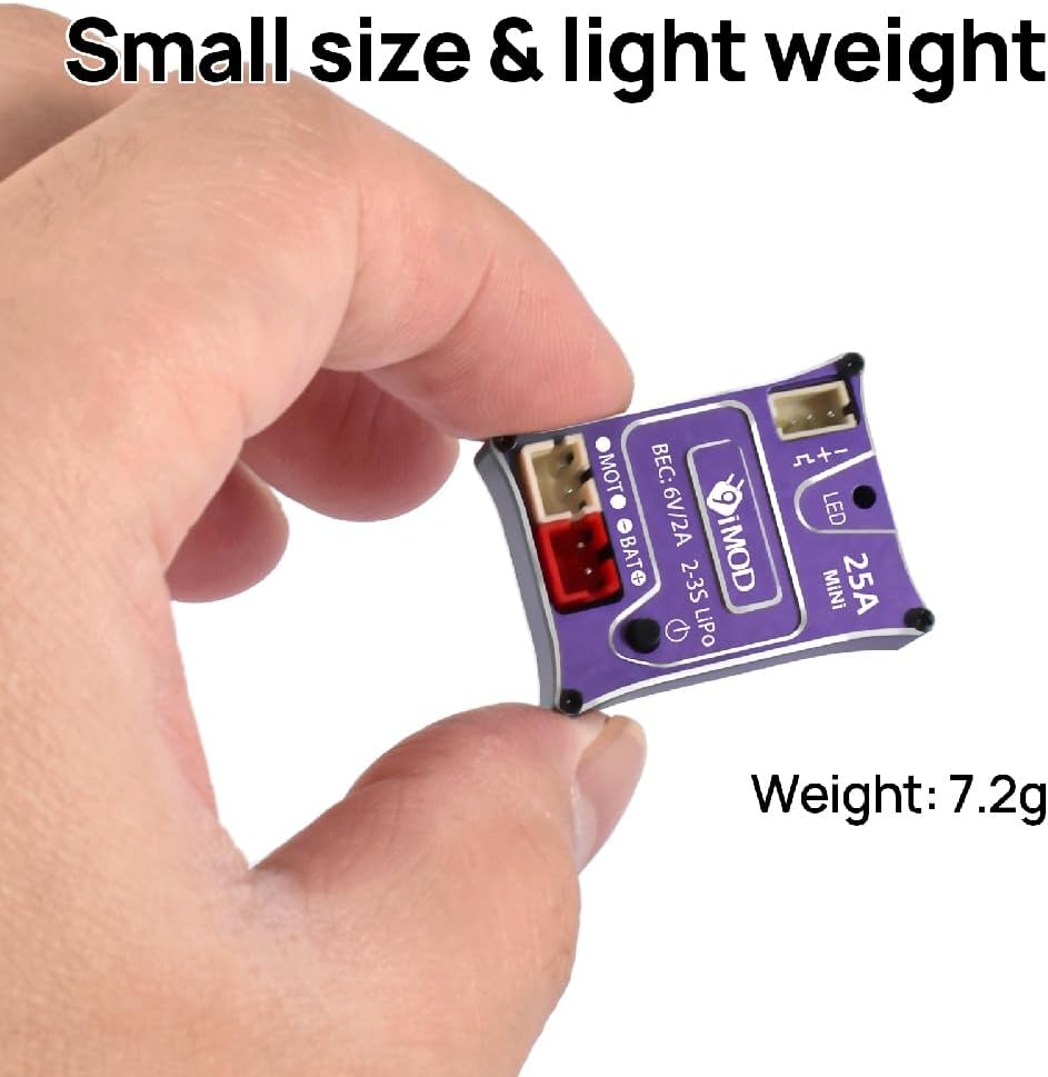 25A Mini Brushed ESC for 1/18 TRX4M Axial SCX24 RC Crawler Upgrade, 2-3s LiPo Micro RC ESC (Purple)
