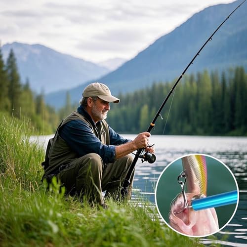 YiXjiuBP 2 PCS Fish Hook Remover Tool Professional Fishing Hook Remover Fishing Pliers Hook Remover Aluminium Alloy Fishing Dehooker Tool for Outdoor Fishing Enthusiast, 9.4inch