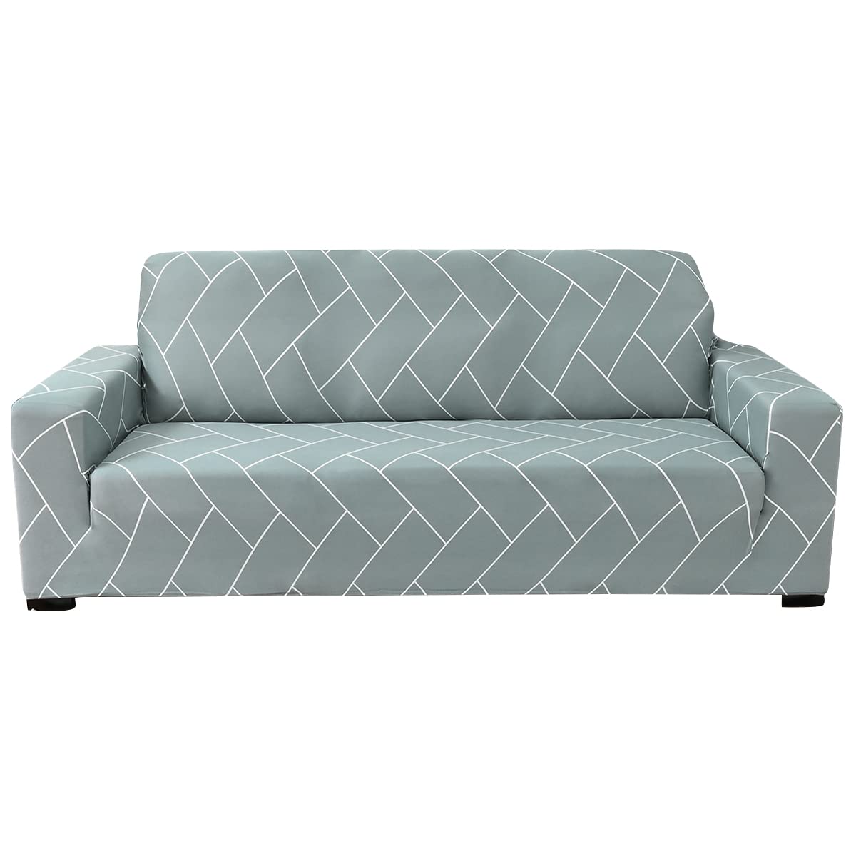 Housse de canapé extensible design imprimé gris clair