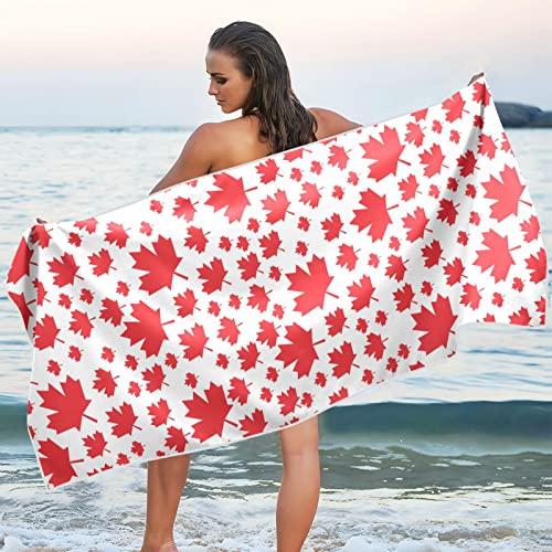 Yasala Sand Free Beach Towel Canadian Flag Leaves Oversize Soft Bath Towel Quick Dry Lightweight Hiking Camping Compact Towel 31" × 71" #TOP4