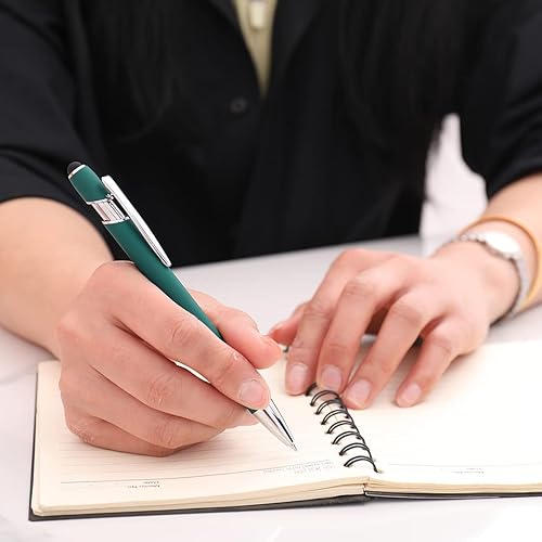 Miniatura 16 de Bolígrafo con punta de lápiz capacitivo, bolígrafo de clic suave al tacto, bolígrafos de metal 2 en 1, punta media (repuestos azules, 20 piezas)