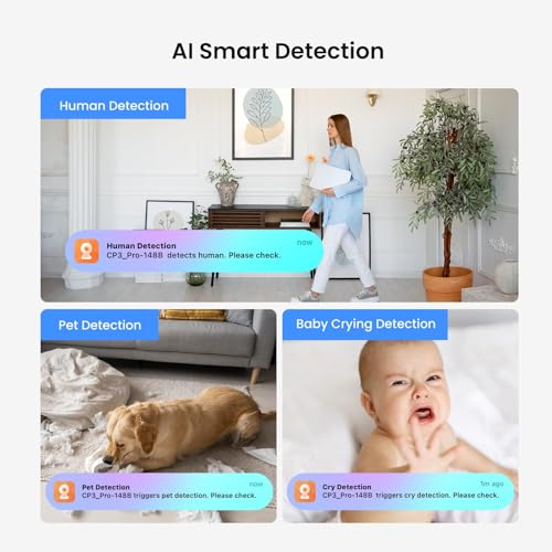 Tenda 2K Security Camera Indoor, WiFi 6 Pet Baby Cameras for Home Security, One-Touch Calling, Human/Pet/Baby Crying Detection, Night Vision, Plug-in WiFi Camera for Inside House (CP3 Pro)
