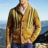Suéter de punto casual de cuello V con botones y rayas para hombre 4